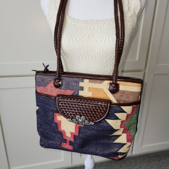 Legacy Chicago Aztec Southwestern Woven Tapestry Shoulder Bag Boho Cowgirl - Picture 3 of 12